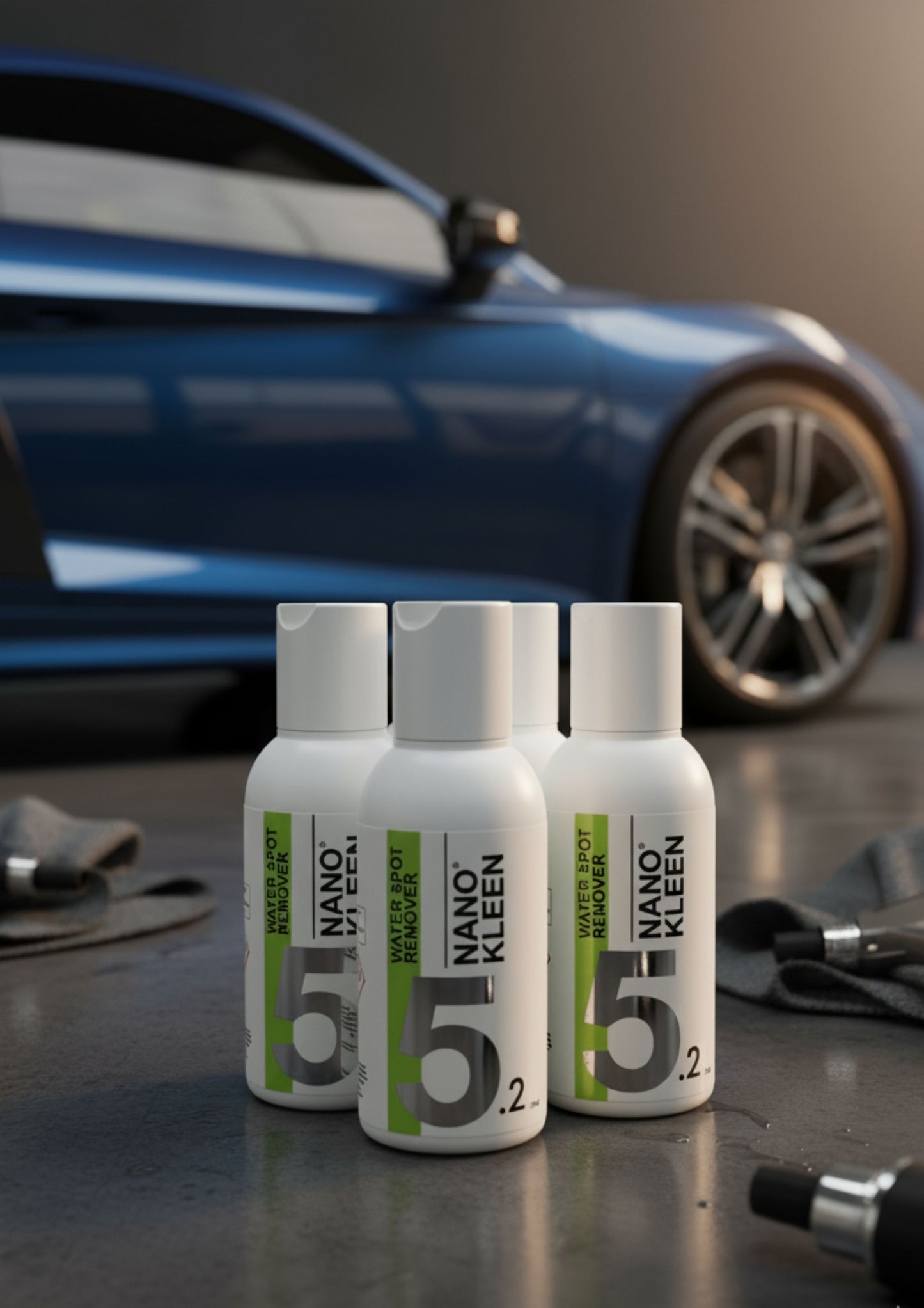 NanoKleen 5.2 - Patented Hard Water Stain Remover for Automotive Paint, Chrome and Fiber (50ml x 4)