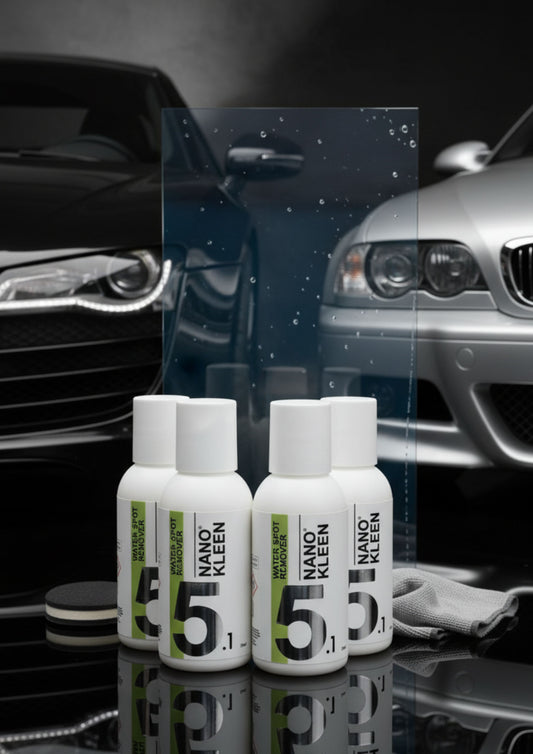 NanoKleen 5.1 - Patented Hard Water Stain Remover for Automotive Glass (Detailers Pack - 50ml x 4)